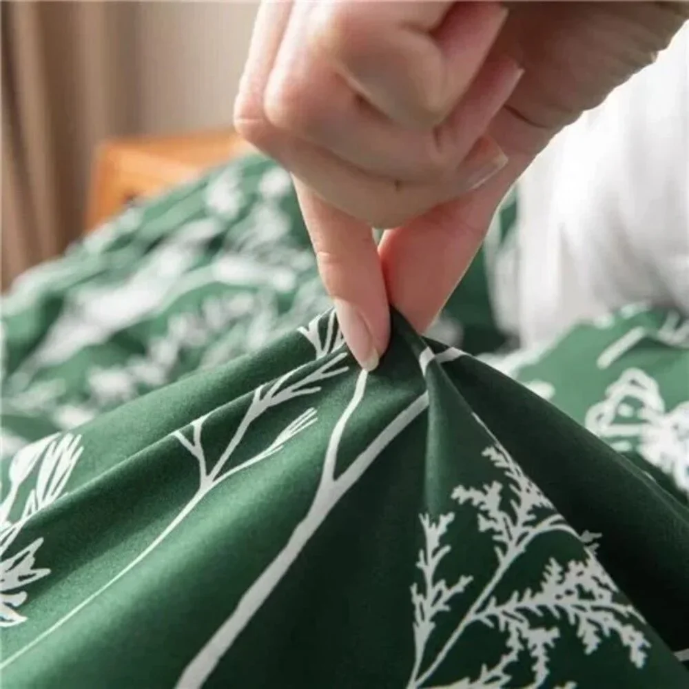 Comforter Set Emerald Comforter Set 3 PCS Bedding Floral Plant Flowers King/Quee